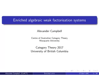 Enriched algebraic weak factorisation systems  Alexander Campbell  Centre of Australian Category