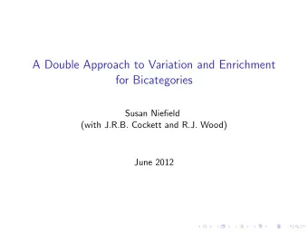 A Double Approach to Variation and Enrichment  for Bicategories  Susan Niefield  (with J.R.B.