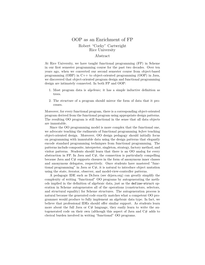 oop as an enrichment of fp
