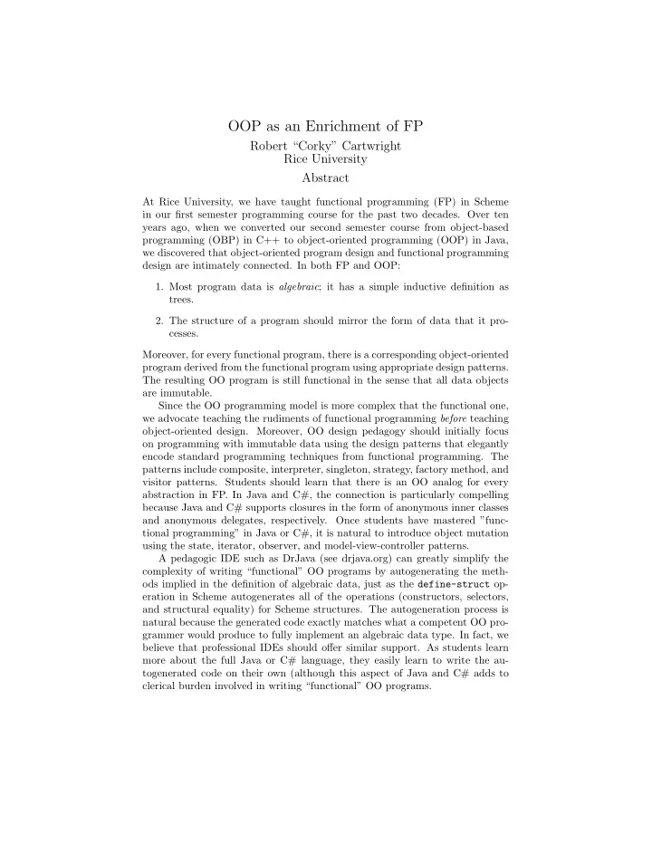 oop as an enrichment of fp