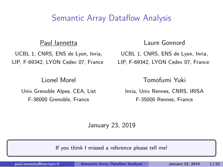 semantic array dataflow analysis