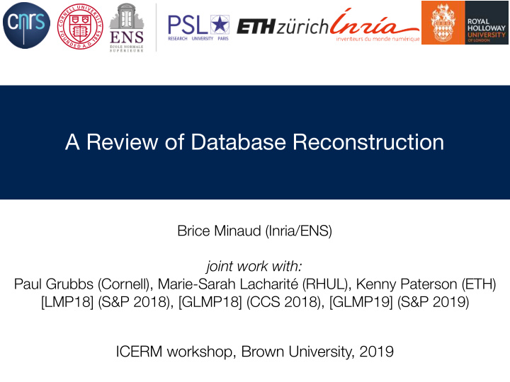 a review of database reconstruction