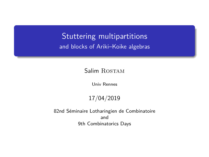 stuttering multipartitions