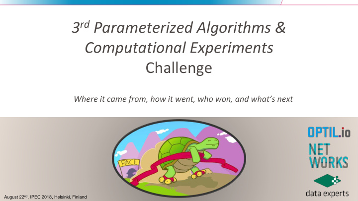 3 rd parameterized algorithms computational experiments