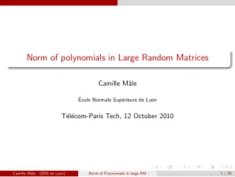 Norm of polynomials in Large Random Matrices  Camille M  ale    Ecole Normale Sup  erieure de