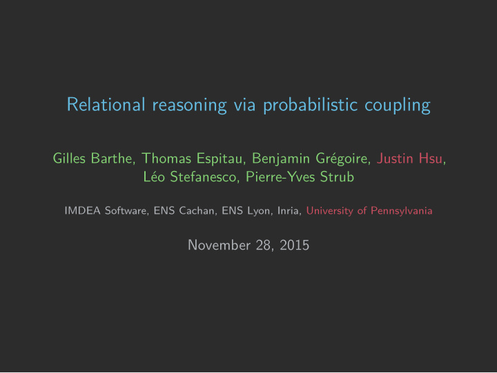relational reasoning via probabilistic coupling