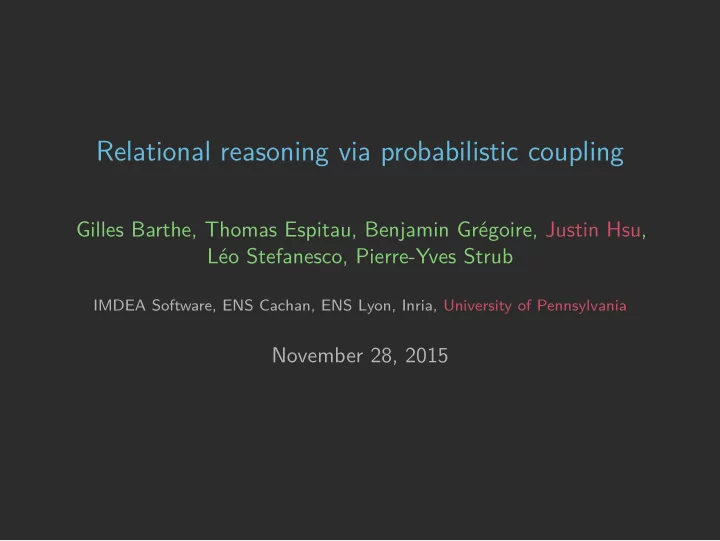 relational reasoning via probabilistic coupling