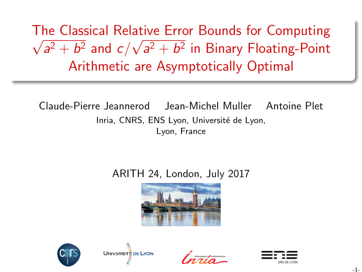 the classical relative error bounds for computing a 2 b 2