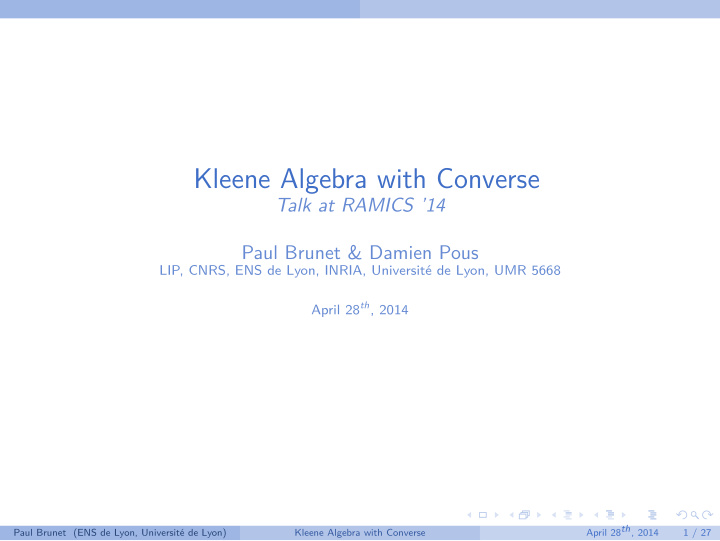 kleene algebra with converse