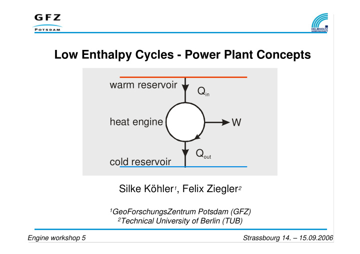 low enthalpy cycles power plant concepts