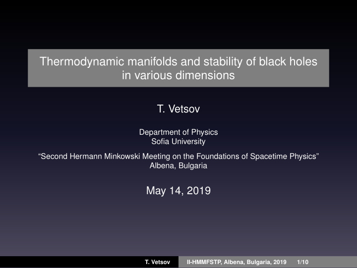 thermodynamic manifolds and stability of black holes in