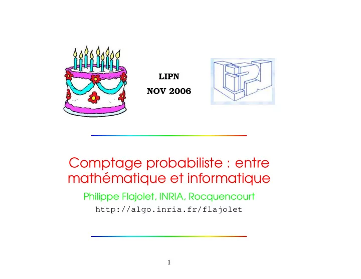 comptage probabiliste entre math ematique et informatique