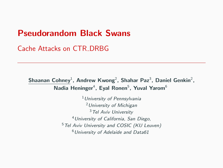 pseudorandom black swans