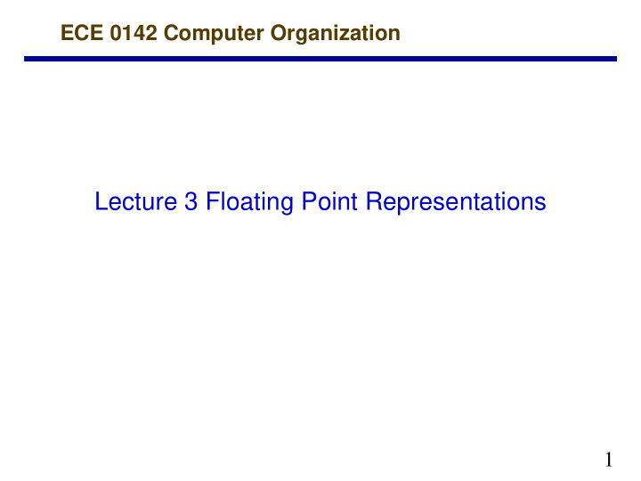 lecture 3 floating point representations