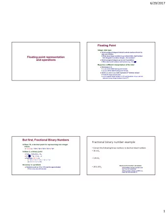 6/29/2017  Floating Point  Integer data type  32-bit unsigned integers limited to whole numbers