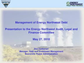 Finance Committee  May 27, 2010  Don Carbonari  Manager, Debt and Investment Management  Bonneville