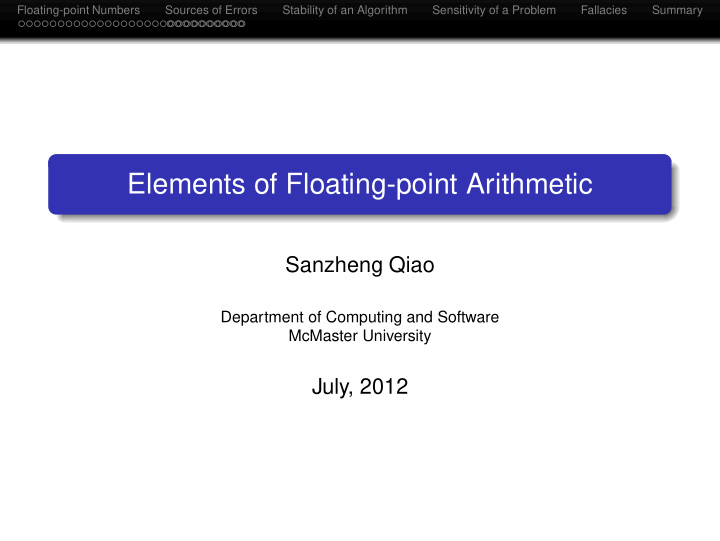 elements of floating point arithmetic