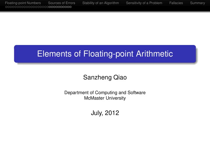 elements of floating point arithmetic