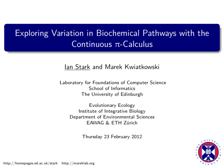 exploring variation in biochemical pathways with the