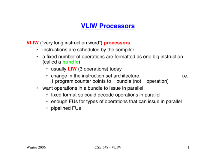 vliw processors