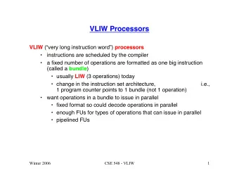 VLIW Processors VLIW (very long instruction word) processors    instructions are scheduled
