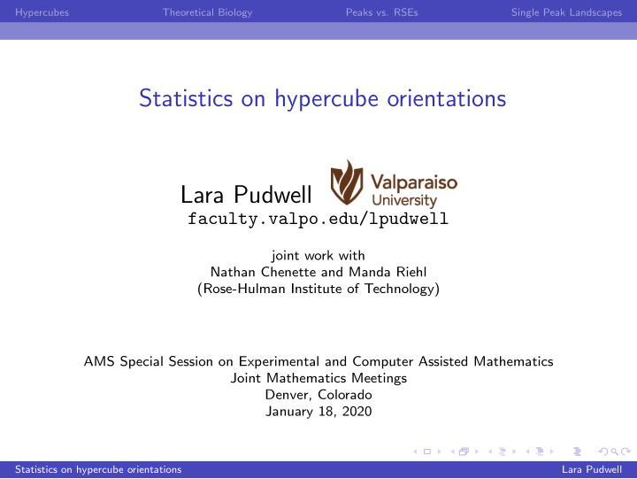 statistics on hypercube orientations lara pudwell