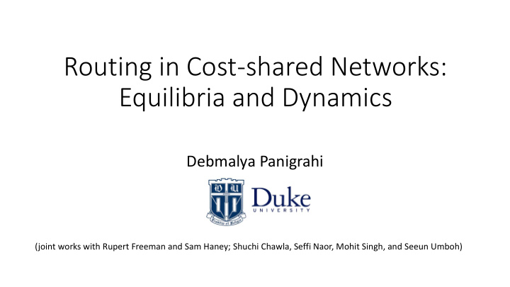 routing in cost shared networks