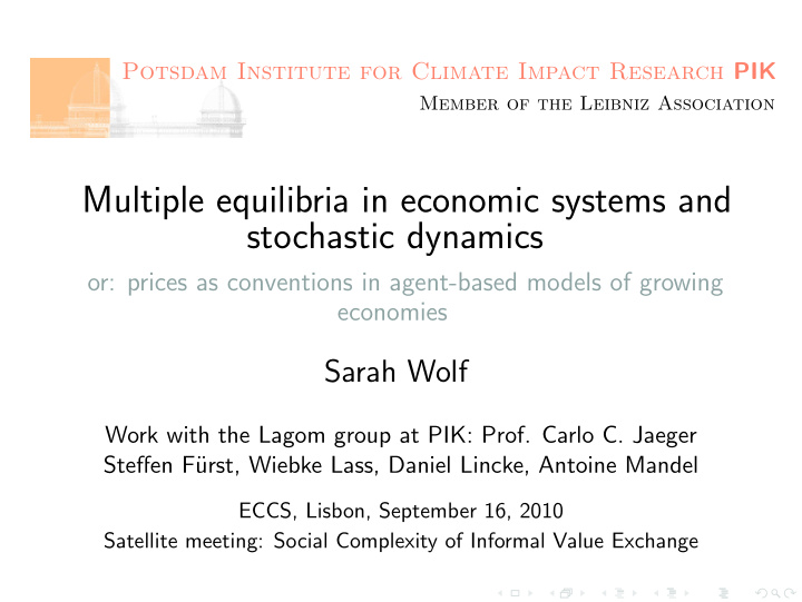 multiple equilibria in economic systems and stochastic