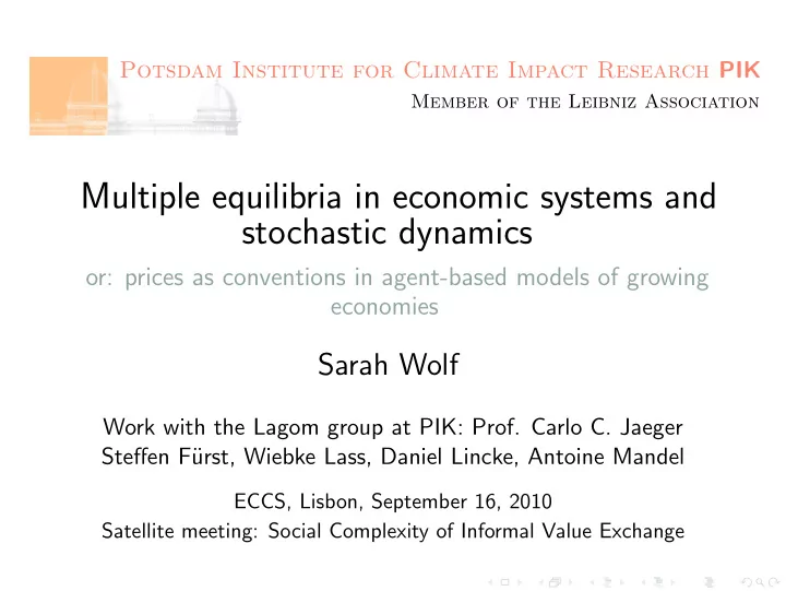 multiple equilibria in economic systems and stochastic