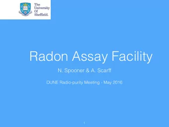 Radon Assay Facility  N. Spooner &amp; A. Scarff  DUNE Radio-purity Meeting - May 2016  1  Contents