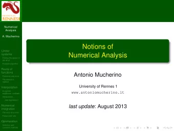 Notions of  Linear  Numerical Analysis  systems  Finding the speed of  the wind  A simple algorithm