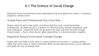 6-1 The Science of Social Change  Research shows that there are certain approaches that work better