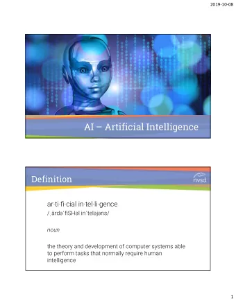 AI  Artificial Intelligence  Definition  artificial intelligence /  rd