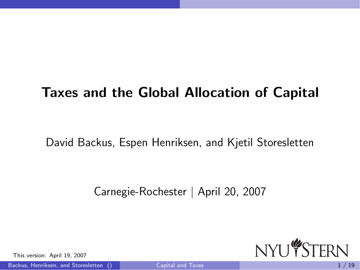 taxes and the global allocation of capital