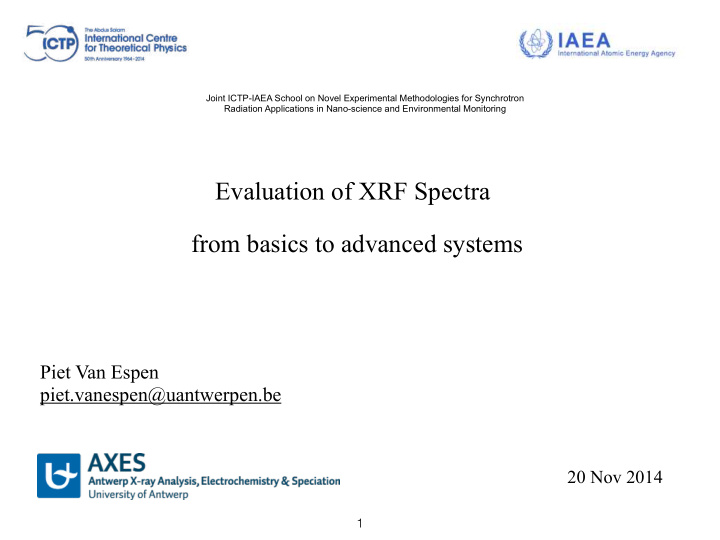 evaluation of xrf spectra from basics to advanced systems