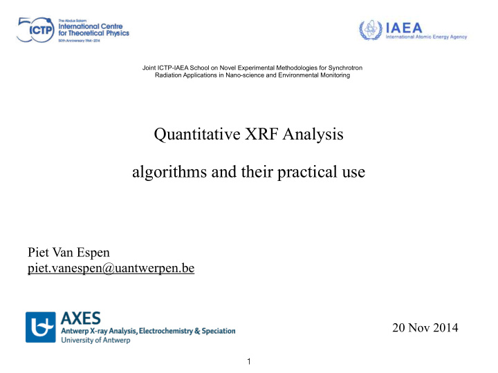 quantitative xrf analysis algorithms and their practical