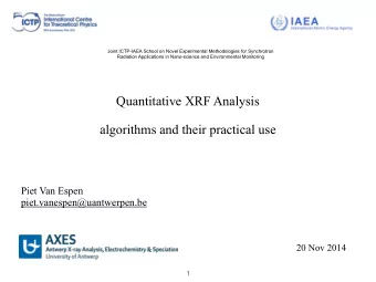 Quantitative XRF Analysis  algorithms and their practical use  Piet Van Espen