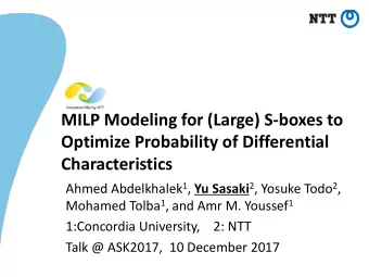 MILP Modeling for (Large) S-boxes to  Optimize Probability of Differential  Characteristics Ahmed
