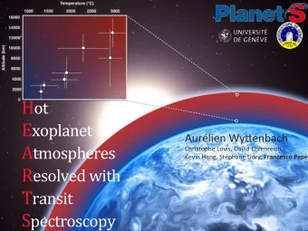 Transmission$Spectroscopy$  Exoplanet)Transit)Event))  Towards)Earth) S tr (  ) = 2  R p z (