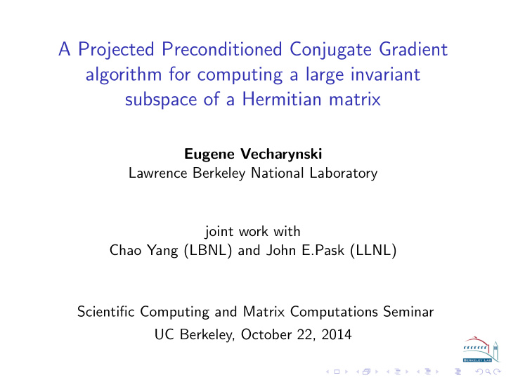 a projected preconditioned conjugate gradient algorithm