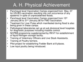 A. H. Physical Achievement   Panchayat level Vaccination Camps organized from May, 07  for HS-BQ