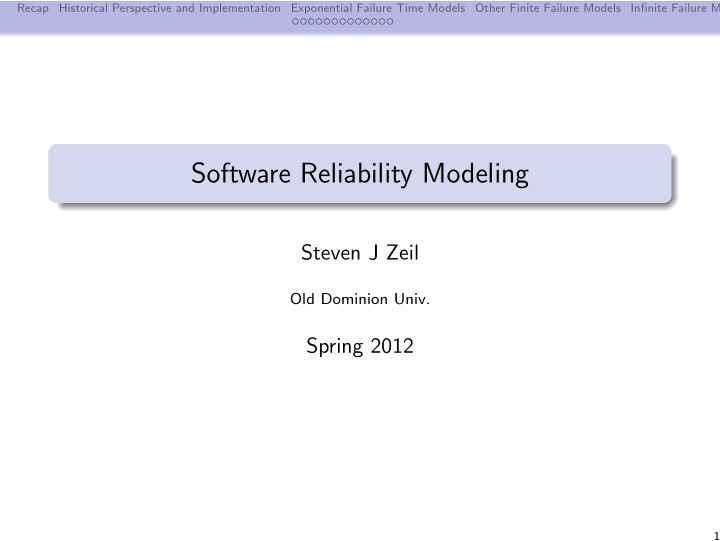 software reliability modeling
