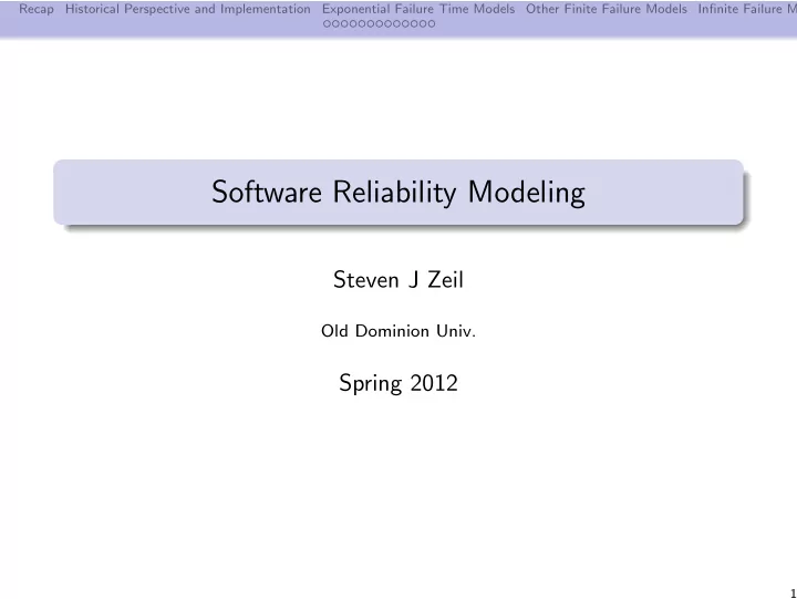 software reliability modeling