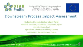 Downstream Process Impact Assessment  Kadambari Lokesh (University of York)  Partners: University