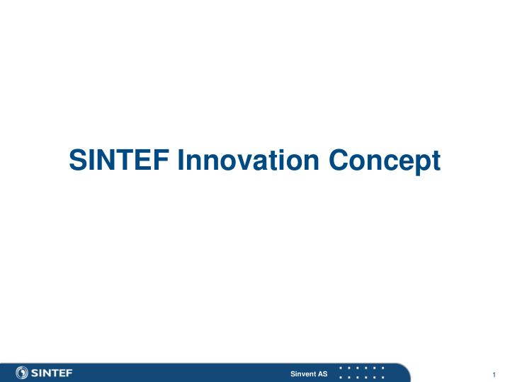 sintef innovation concept