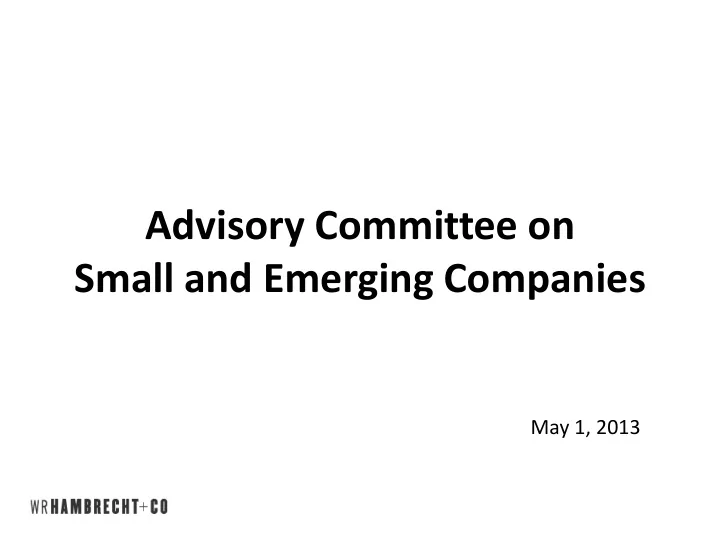 advisory committee on small and emerging companies