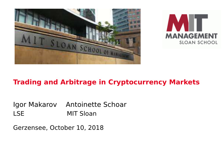 trading and arbitrage in cryptocurrency markets igor