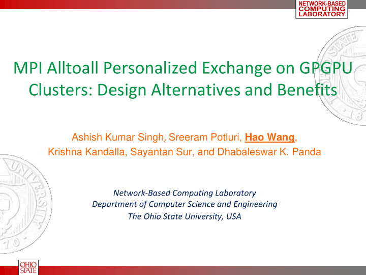 mpi alltoall personalized exchange on gpgpu clusters
