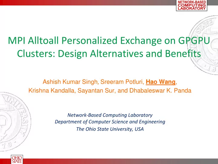 mpi alltoall personalized exchange on gpgpu clusters