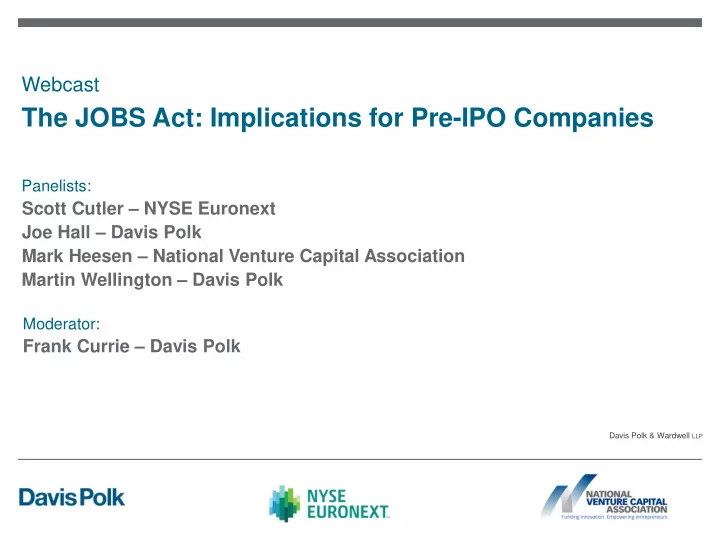the jobs act implications for pre ipo companies